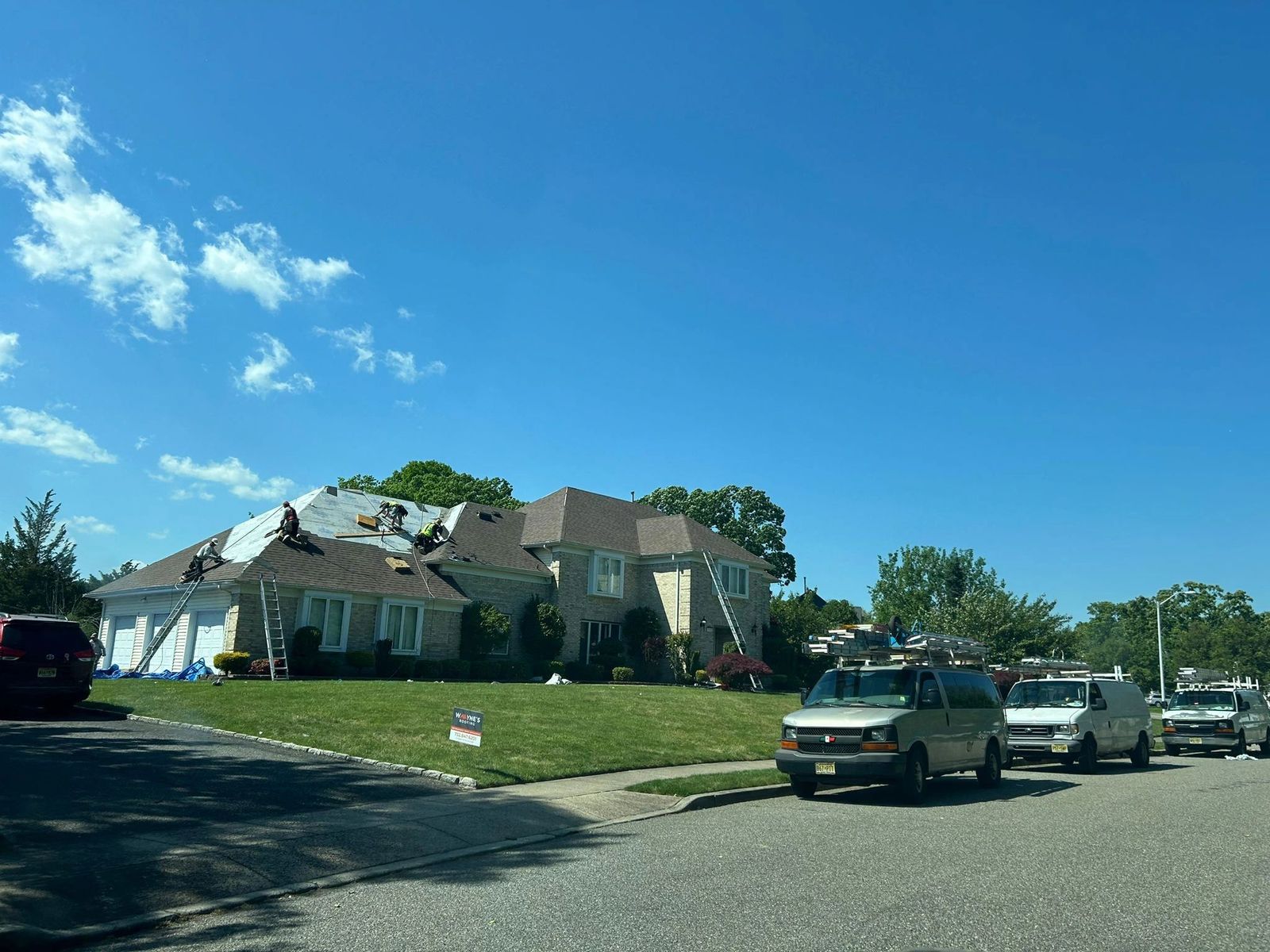Solar install in progress on a street in Toms River, NJ