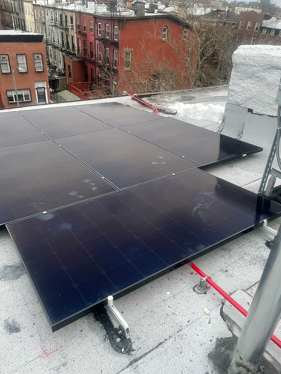 Solar racking on a flat city roof (our install in Williamsburg, Brooklyn)