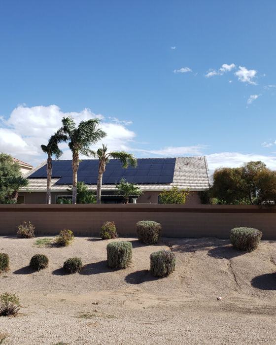 Home with rooftop solar in a dry climate